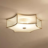 Bedroom Gold Flower Drum Flush Mount Ceiling Light Image - 15