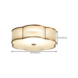 Bedroom Gold Flower Drum Flush Mount Ceiling Light #size