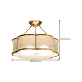 Bedroom Gold Flower Drum Flush Mount Ceiling Light Image - 29