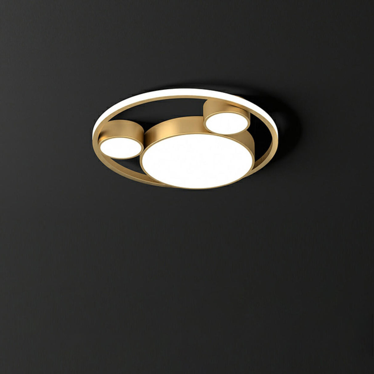 Bedroom Gold Mickey Circular Flush Mount Light 4-Light Image - 6