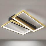 Bedroom Gold Rectangular LED Semi-Flush Mount Light Image - 13