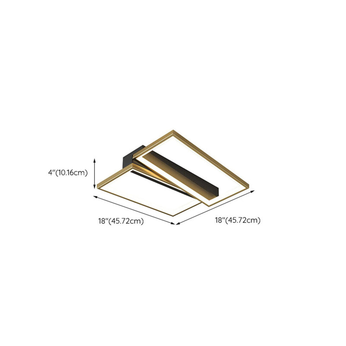 Bedroom Gold Rectangular LED Semi-Flush Mount Light Image - 21