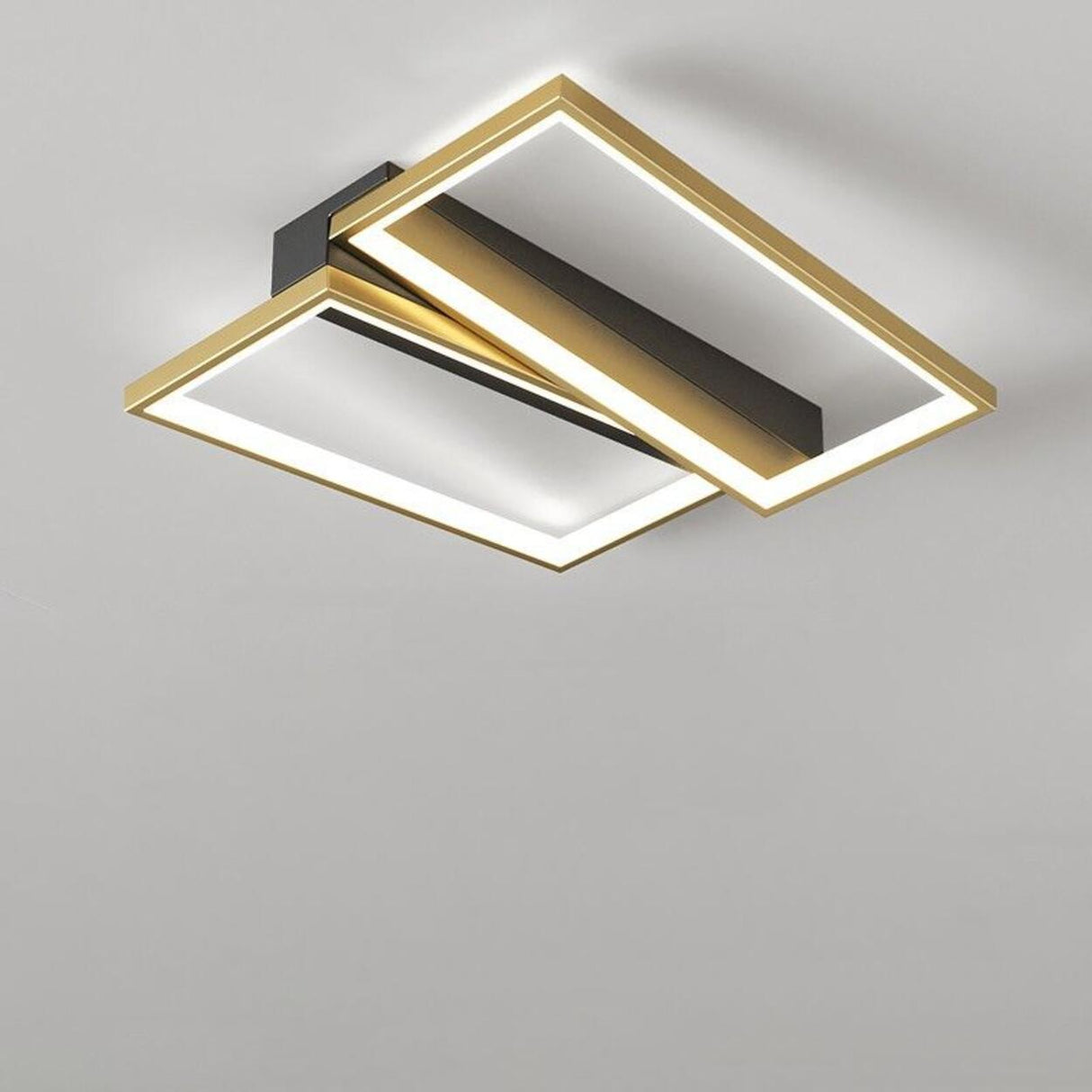 Bedroom Gold Rectangular LED Semi-Flush Mount Light Image - 6