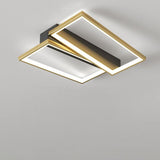 Bedroom Gold Rectangular LED Semi-Flush Mount Light Image - 6