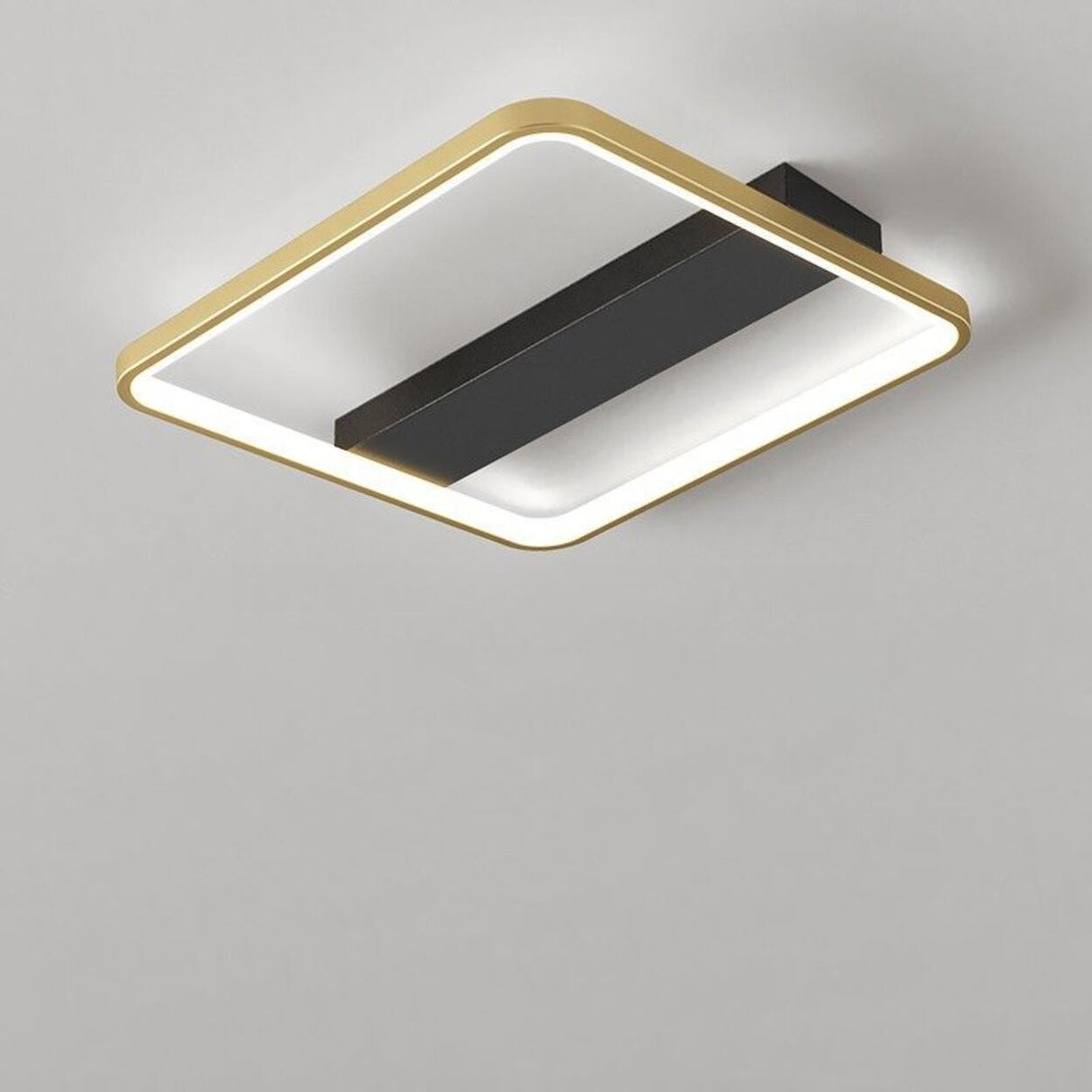 Bedroom Gold Rectangular LED Semi-Flush Mount Light Image - 9