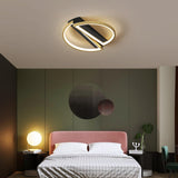 Bedroom Gold Rectangular Semi-Flush Mount Ceiling Light Image - 2