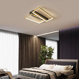 Bedroom Gold Rectangular Semi-Flush Mount Ceiling Light Image - 3