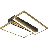 Bedroom Gold Rectangular Semi-Flush Mount Ceiling Light Image - 5