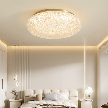 Bedroom Gold Resin Round Flush Mount Ceiling Light Image - 1