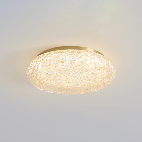 Bedroom Gold Resin Round Flush Mount Ceiling Light Image - 2