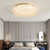 Bedroom Gold Resin Round Flush Mount Ceiling Light Image - 4