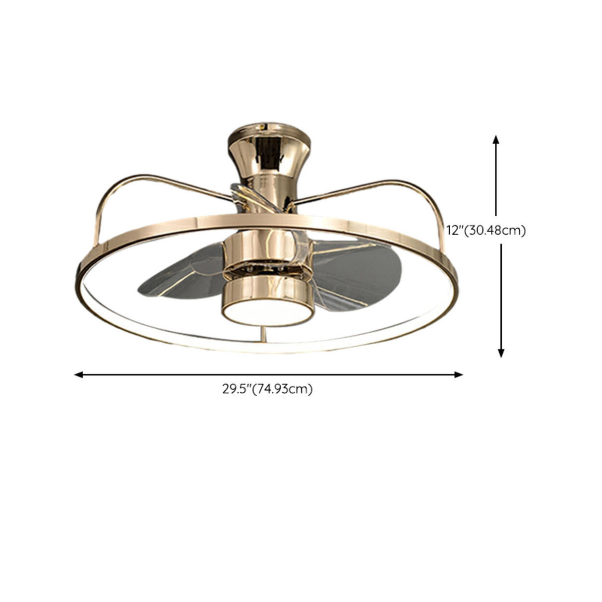 Bedroom Gold Ring Modern Metal Ceiling Fan with Light Image - 16