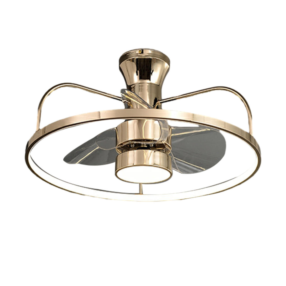 Bedroom Gold Ring Modern Metal Ceiling Fan with Light Image - 5