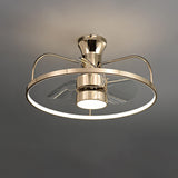 Bedroom Gold Ring Modern Metal Ceiling Fan with Light Image - 6