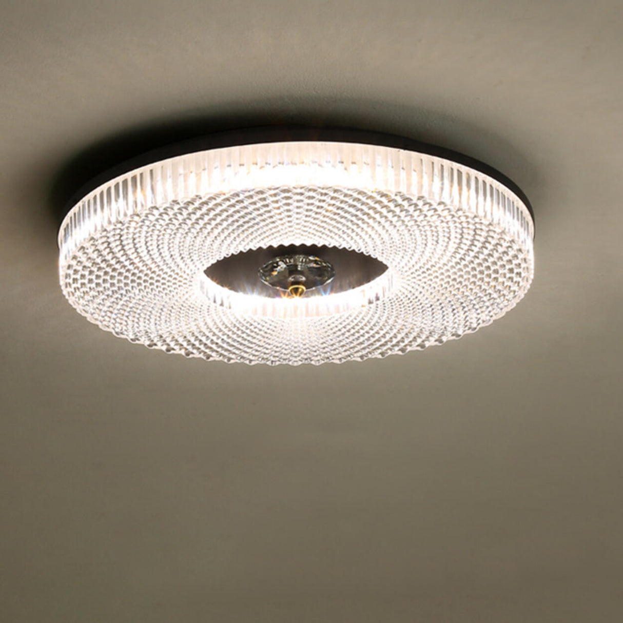 Bedroom Gold Round LED Flush Mount Ceiling Fixture Image - 10