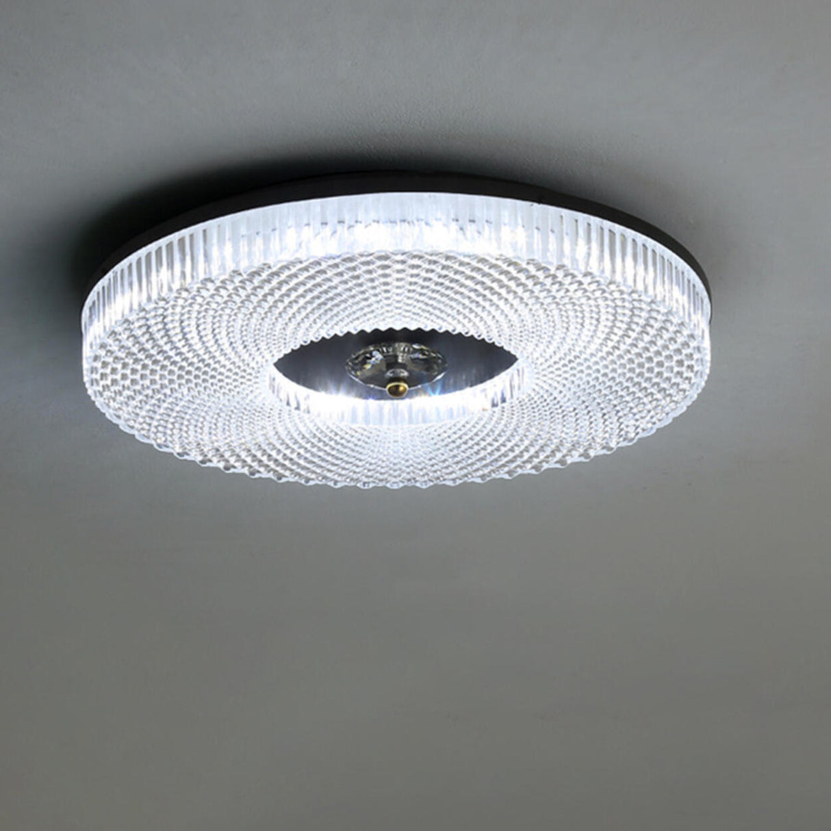 Bedroom Gold Round LED Flush Mount Ceiling Fixture Image - 12