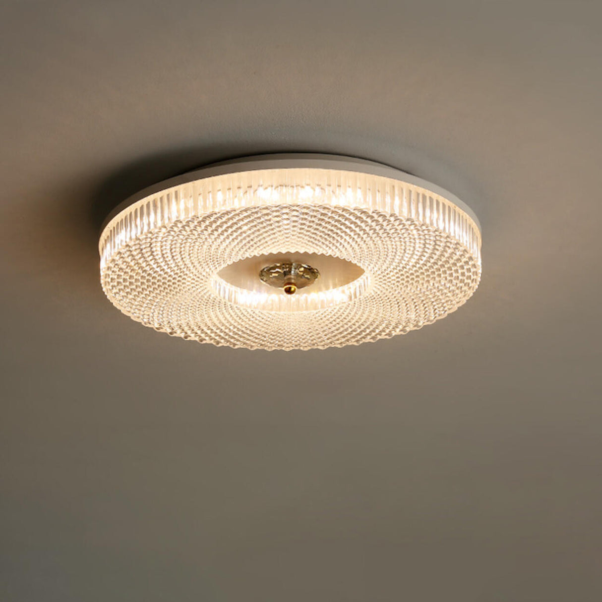 Bedroom Gold Round LED Flush Mount Ceiling Fixture Image - 14