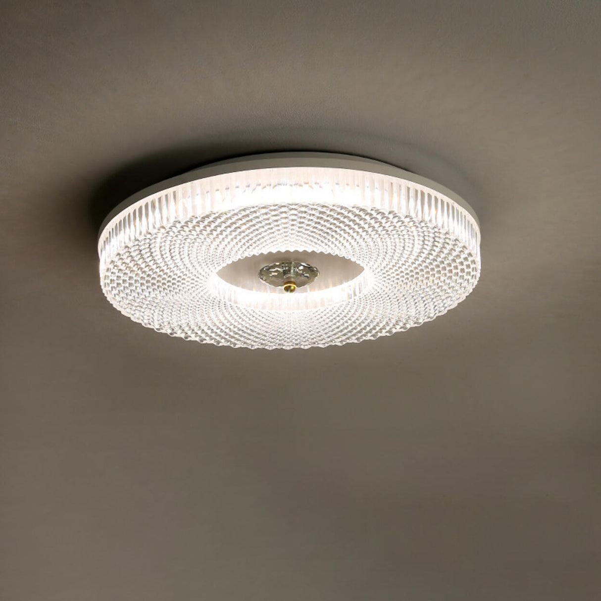 Bedroom Gold Round LED Flush Mount Ceiling Fixture Image - 16