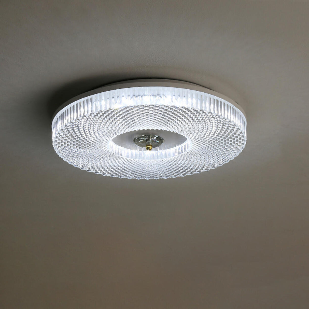 Bedroom Gold Round LED Flush Mount Ceiling Fixture Image - 18