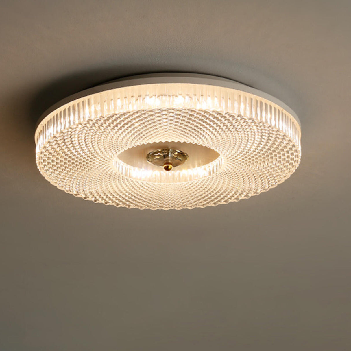 Bedroom Gold Round LED Flush Mount Ceiling Fixture Image - 19