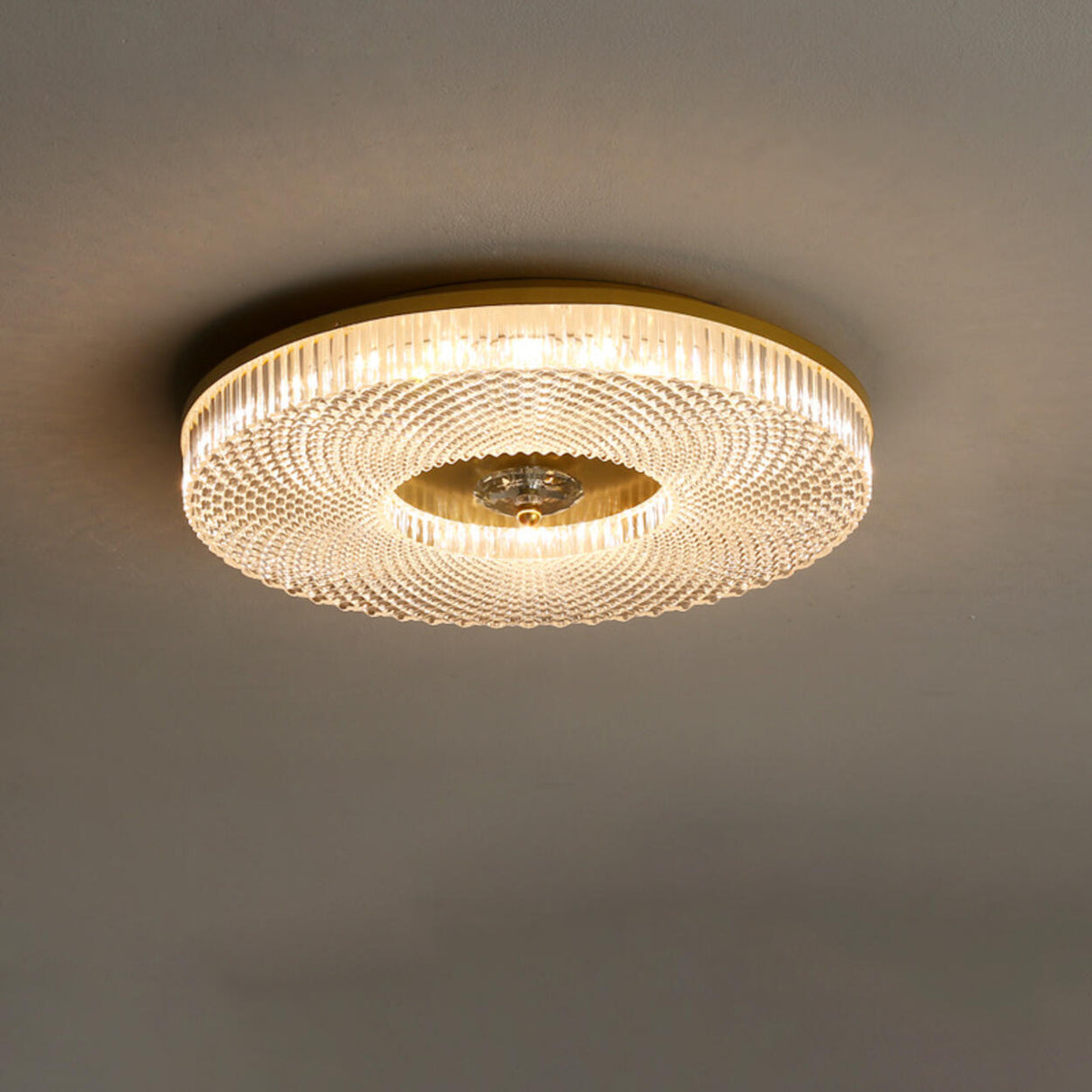 Bedroom Gold Round LED Flush Mount Ceiling Fixture Image - 26