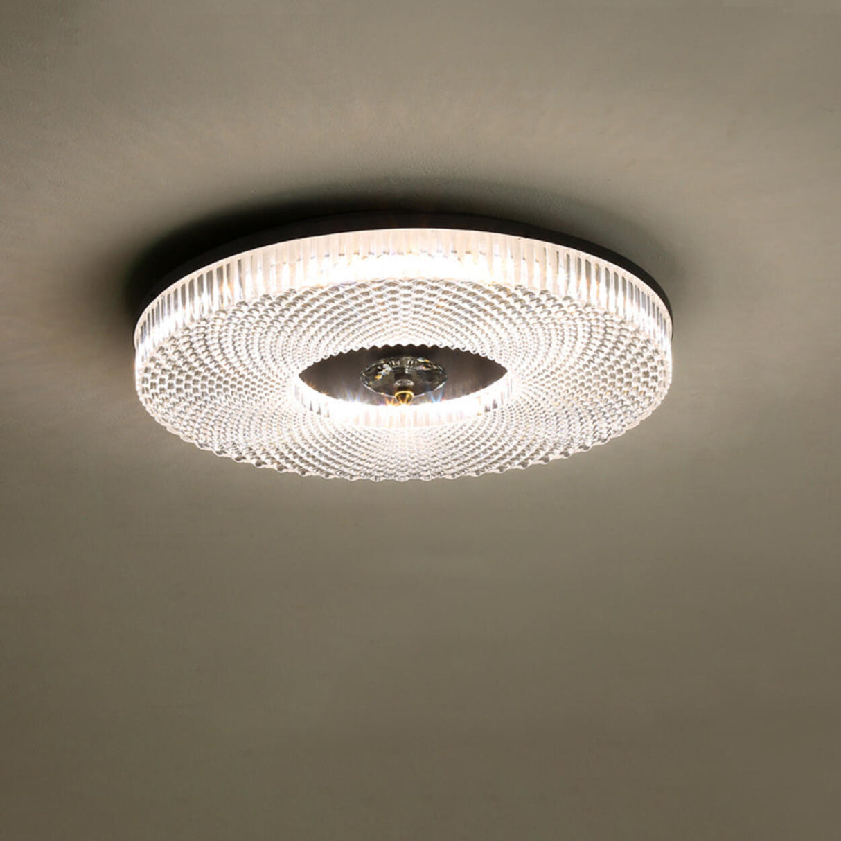 Bedroom Gold Round LED Flush Mount Ceiling Fixture Image - 3