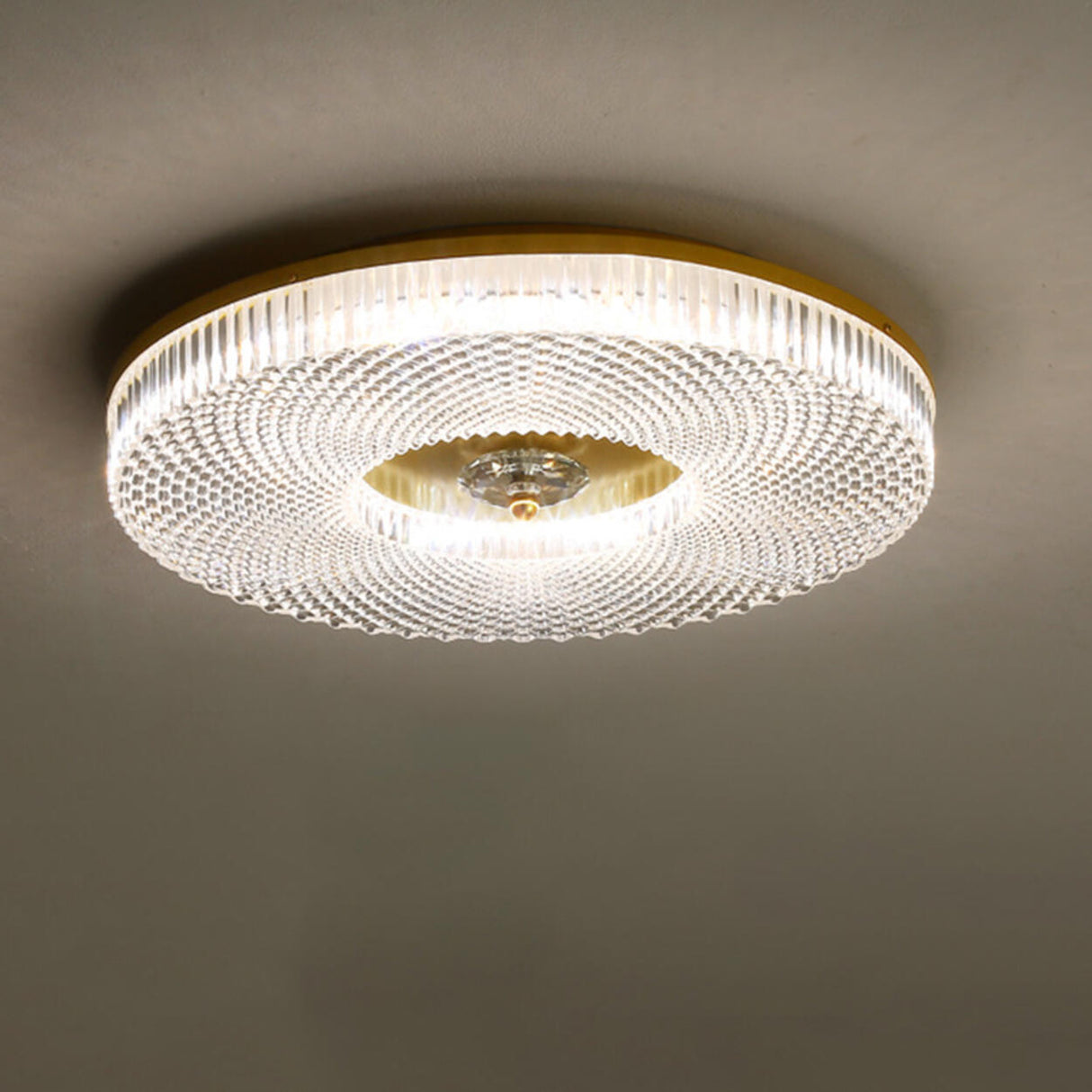 Bedroom Gold Round LED Flush Mount Ceiling Fixture Image - 30