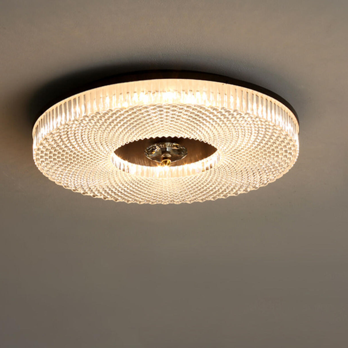 Bedroom Gold Round LED Flush Mount Ceiling Fixture Image - 7