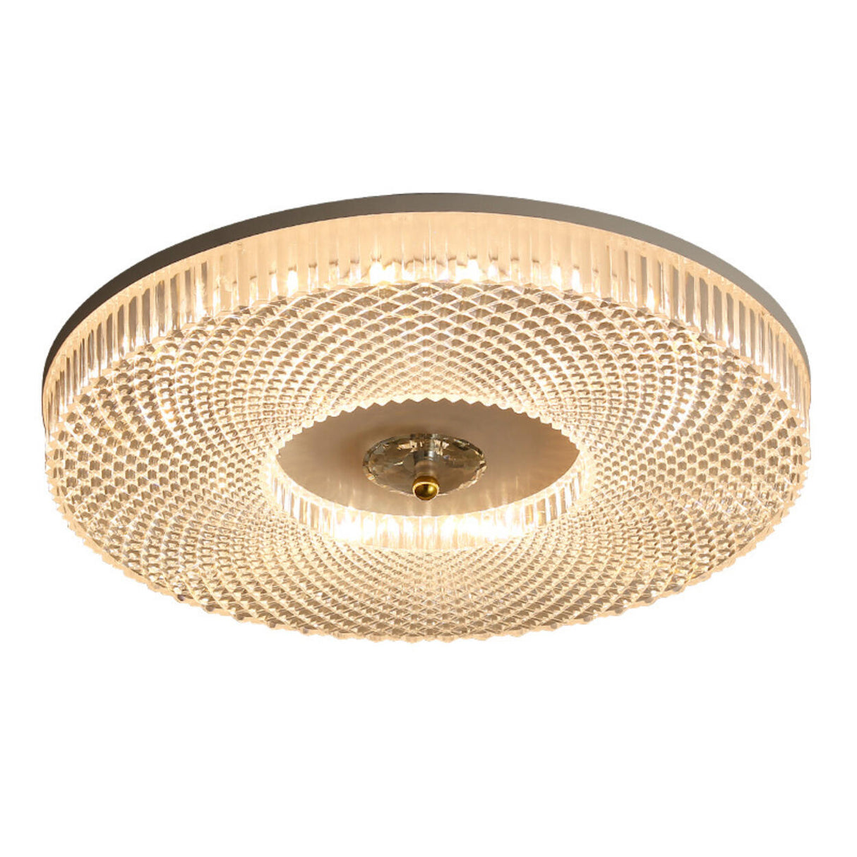 Bedroom Gold Round LED Flush Mount Ceiling Fixture Image - 9