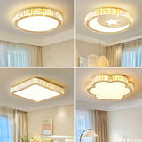 Bedroom Gold Square Crystal Flush Mount Ceiling Light Image - 12