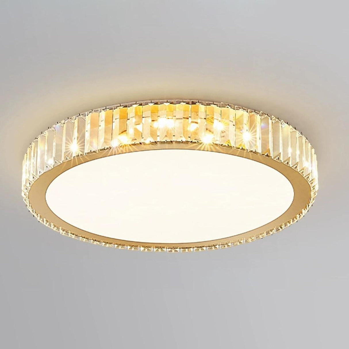 Bedroom Gold Square Crystal Flush Mount Ceiling Light Image - 2