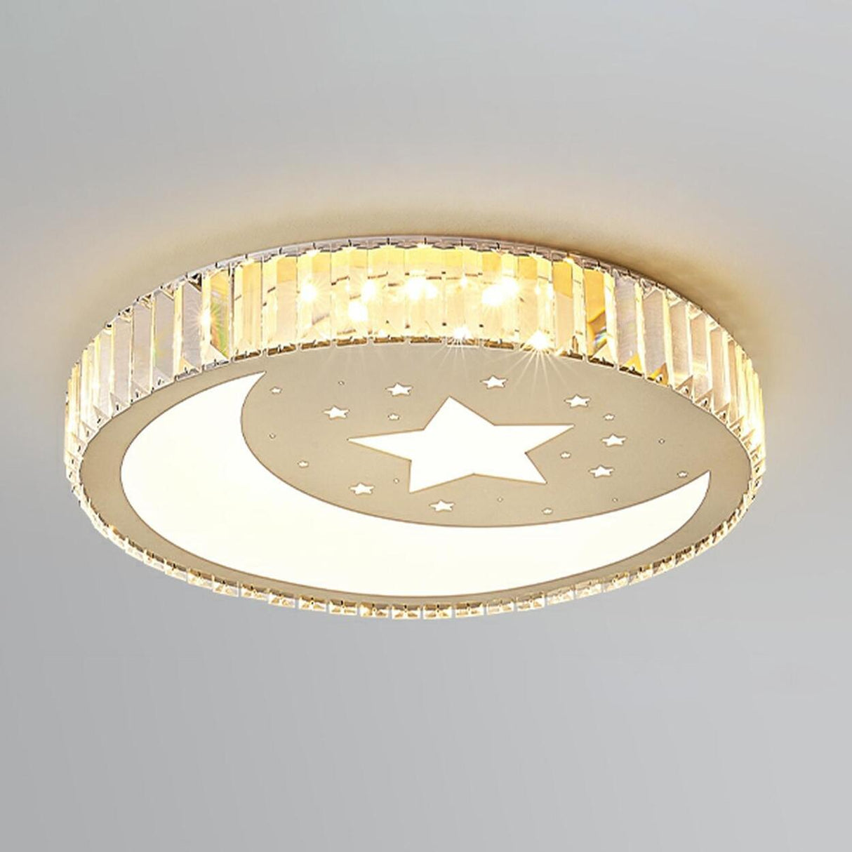 Bedroom Gold Square Crystal Flush Mount Ceiling Light Image - 3