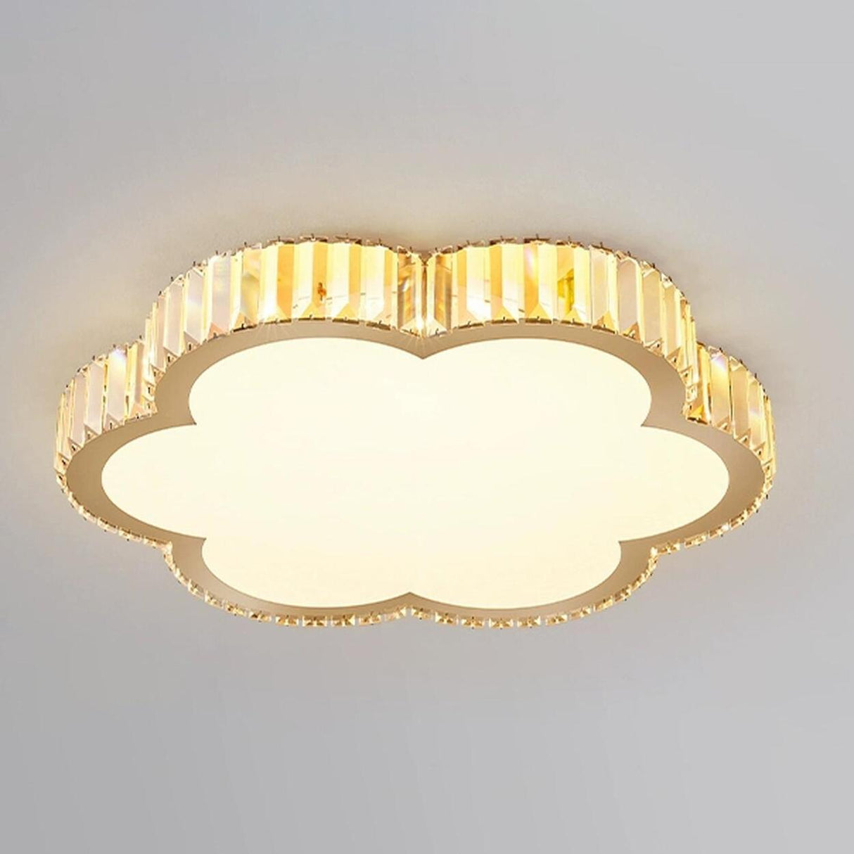 Bedroom Gold Square Crystal Flush Mount Ceiling Light Image - 5