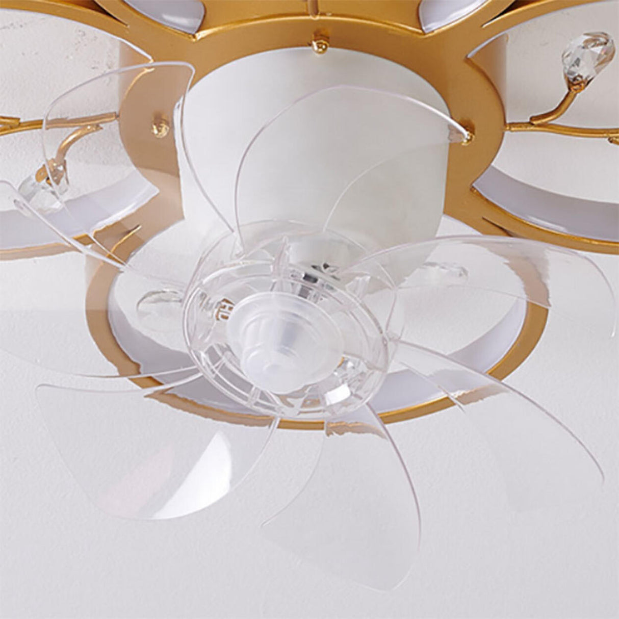 Bedroom Golden Flower Branches Decor Ceiling Fan Light Image - 11