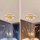 Bedroom Golden Flower Branches Decor Ceiling Fan Light Image - 13