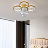 Bedroom Golden Flower Branches Decor Ceiling Fan Light Image - 16