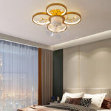 Bedroom Golden Flower Branches Decor Ceiling Fan Light Image - 17