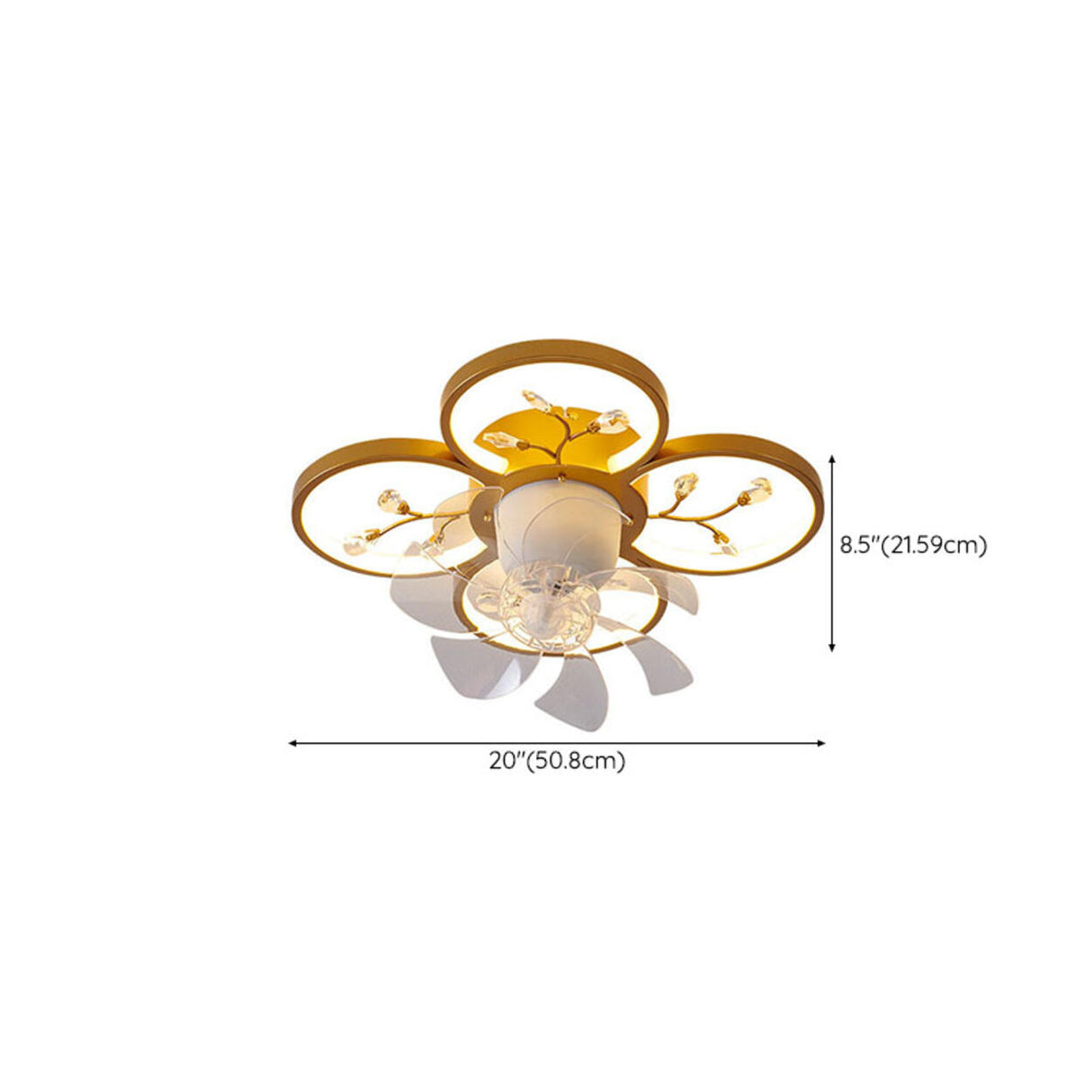 Bedroom Golden Flower Branches Decor Ceiling Fan Light 