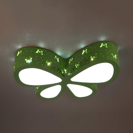 Bedroom Green Butterfly LED Flush Mount Ceiling Light Image - 2