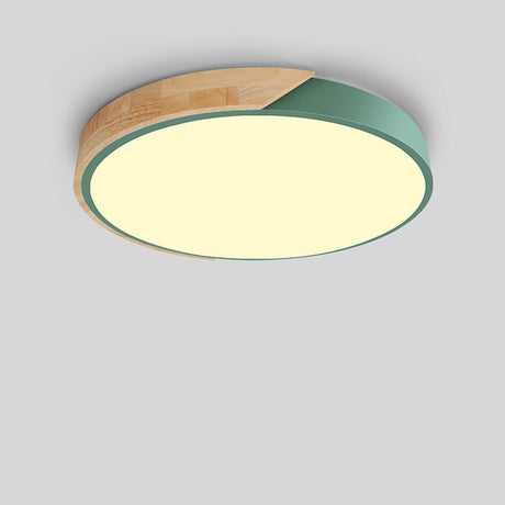 Bedroom Green Circular LED Flush Mount Ceiling Light Image - 2