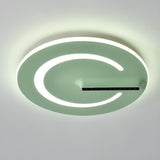 Bedroom Green Metal Circle Flush Mount Ceiling Light Image - 12