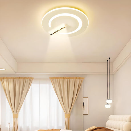 Bedroom Green Metal Circle Flush Mount Ceiling Light Image - 2