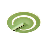 Bedroom Green Metal Circle Flush Mount Ceiling Light Image - 5