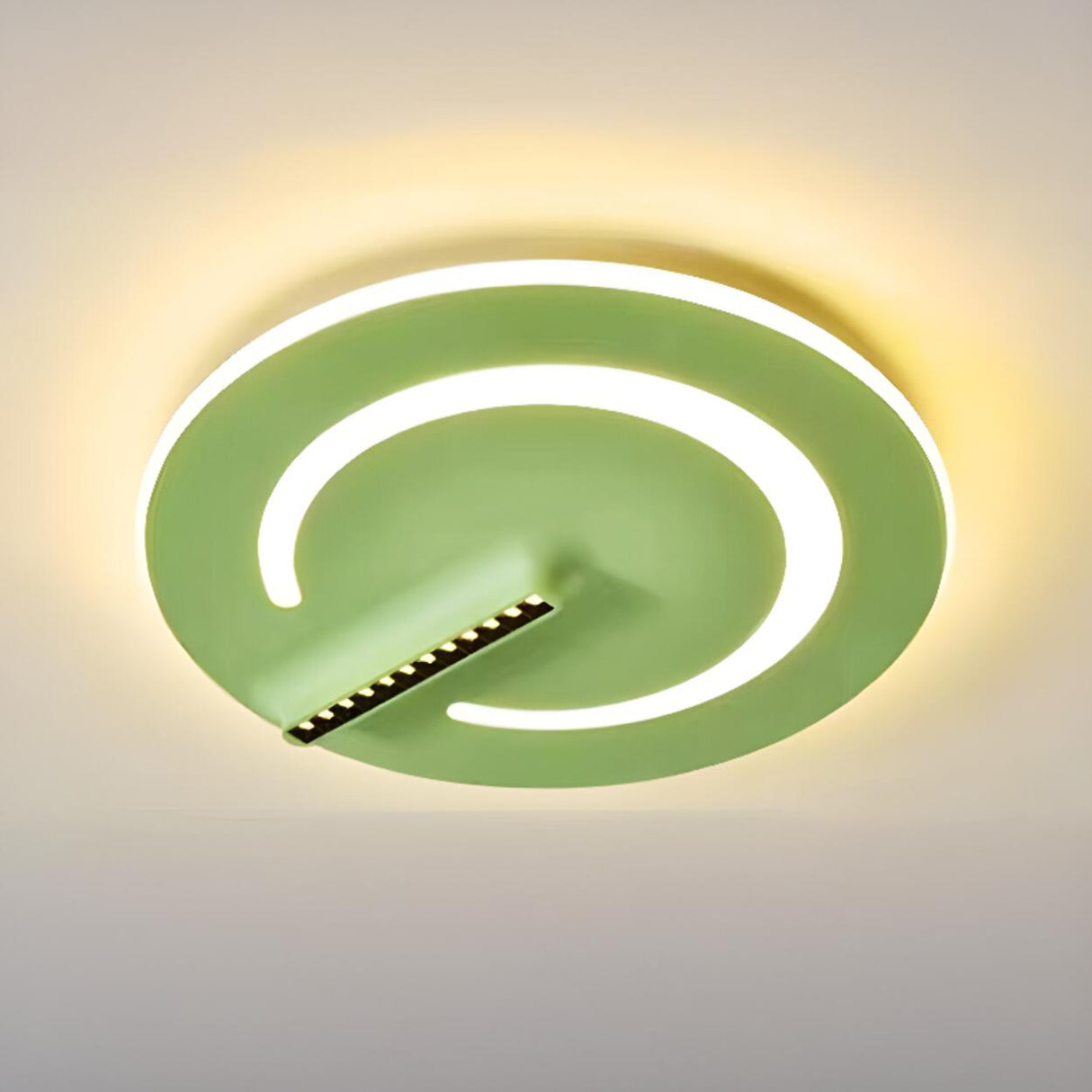 Bedroom Green Metal Circle Flush Mount Ceiling Light Image - 9