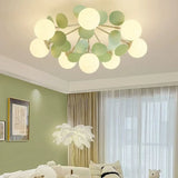 Bedroom Green Multi-Globe Glass Semi-Flush Mount Light Image - 2