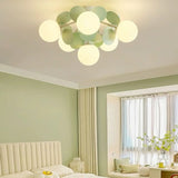 Bedroom Green Multi-Globe Glass Semi-Flush Mount Light Image - 3