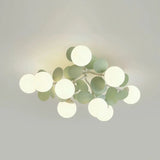 Bedroom Green Multi-Globe Glass Semi-Flush Mount Light Image - 4