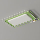 Bedroom Green Rectangular Flush Mount Ceiling Light Image - 15