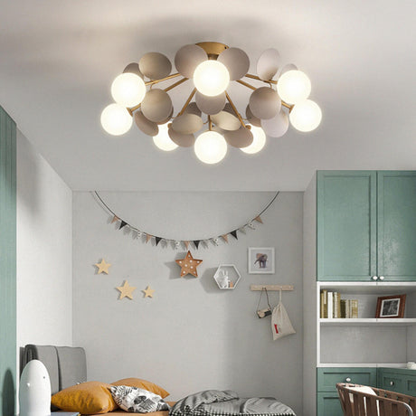 Bedroom Grey Atomic Semi-Flush Mount Ceiling Lamp 8-Light Image - 1