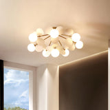 Bedroom Grey Atomic Semi-Flush Mount Ceiling Lamp 8-Light Image - 3